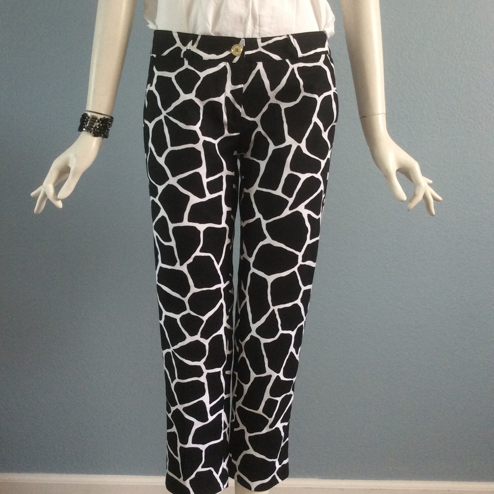 Michael Kors Black & White Print Slim Pants